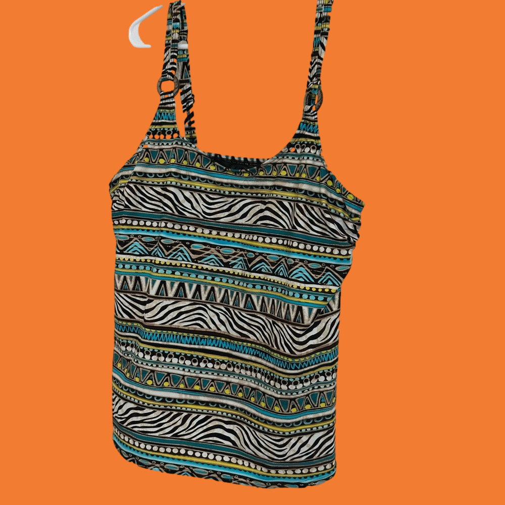 Christina Multicolor Patterned Tankini Top - Picture 2 of 10